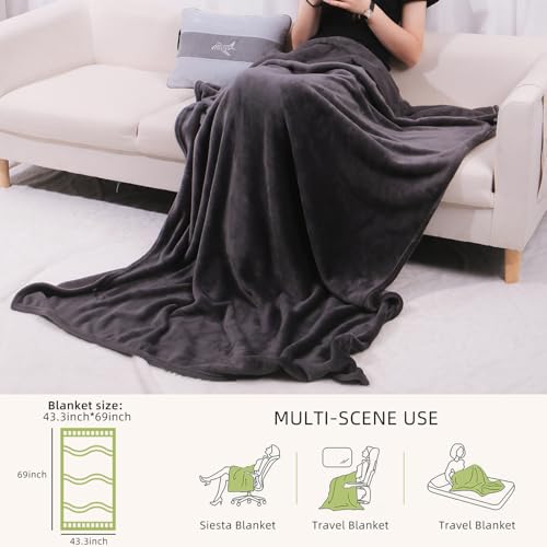 Large Soft Travel Blanket and Inflatable Pillow Set