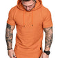 Mens Fashion Hoodies Sport Pullover Solid Color Shirt Workout Lightweight Tops Orange