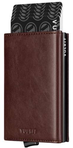 Pop up Card Wallet Minimalist Cash Wallets RFID Blocking Leather Smart Credit Card Holder with ID window for Men