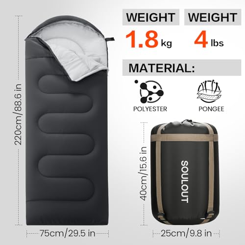 3 4 Season Sleeping Bag for Adults Lightweight Warm Cold Weather Camping Bag with Waterproof Compression Sack