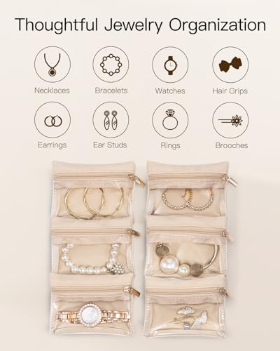 Jewelry Organizer with Clear 6 Velvet Bags (6 Count)