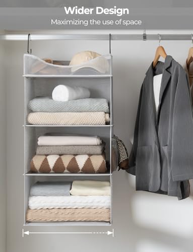 3 Shelf Hanging Closet Organizer with Half Compartment