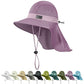 Cooling Sun Hat for Men Women UPF50+ Wide Brim Fishing Hat with Neck Flap Adjustable Foldable Bucket Hat for Hiking Purple