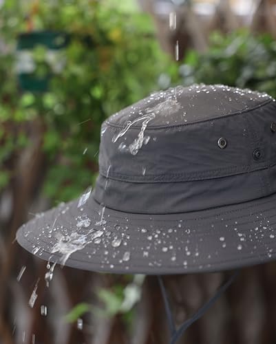 UPF50+ Mens Sun Hat Wide Brim Fishing Hat Sun Protection Bucket Hat for Men Women Beach Gardening Golf Dark Grey