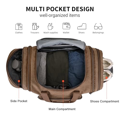 Canvas Duffle Bag for Men Expandable Convertible Travel Gym Duffel