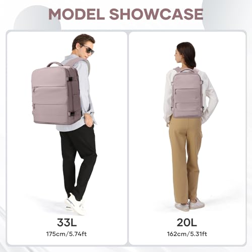 Large Travel Backpack Carry On for Women Man Waterproof Gym Backpacks with Laptop Compartment Mochila de Viaje Teacher Personal Item Backpack Rucksack Airplane Accessories Must Haves Lotus Pink