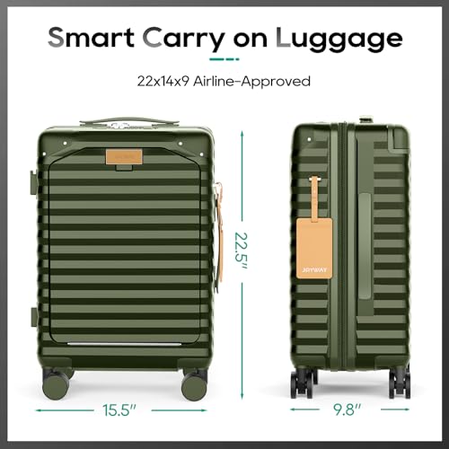 20 Inch Carry on Luggage with Front Pocket and Cup Holder