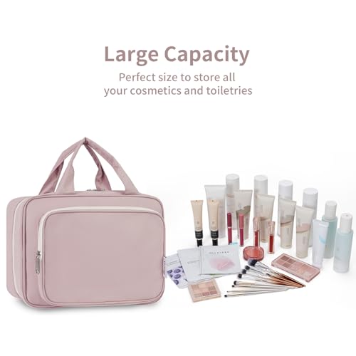 Travel Toiletry Bag for Women Large Hanging Makeup Bag Organizer Toiletries Bag for Full Size Essentials Accessories Cosmetics