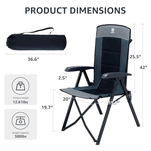 2 Set Folding Camping Chair 4 Positon Adjustable Recliner Black
