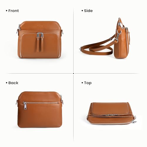 Genuine Leather Crossbody Bags for Women Travel Wallet Purse Brown