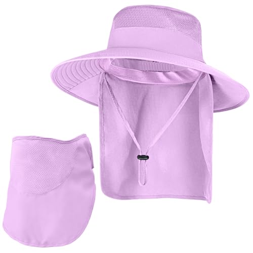 Sun Hats for Men Women Fishing Hat UPF 50+ Face Cover Wide Brim Bucket Hats Summer UV Protection Safari Hat with Neck Flap