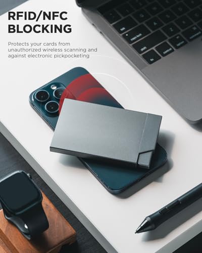 Pop up Card Holder Minimalist Credit Card Holder RFID Blocking Slim Metal Card Case for Men or Women