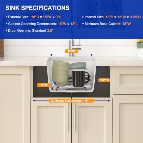 Dcolara 15 Inch White Undermount Wet Bar Sink Single Bowl Kitchen Sink Modern prep sink Granite Composite