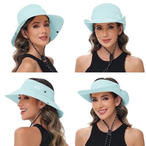 Sun Hats for Women Bucket Hat UV Protection Fishing Hat Wide Brim Safari Hats 2 in 1 Zip