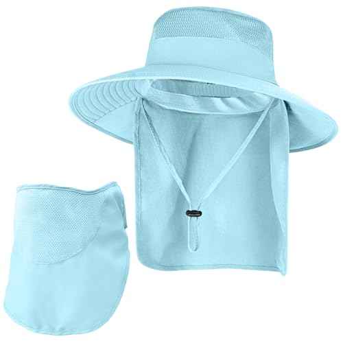 Sun Hats for Men Women Fishing Hat UPF 50+ Face Cover Wide Brim Bucket Hats Summer UV Protection Safari Hat with Neck Flap