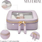 Small Cosmetic Bag for Purse Mini Makeup Bag for School Cute Clear Make Up Pouch for Travel Tiny Leather Purple Make Up Organizer Case for Backpack Toiletry Bag Waterproof Square Pouch with Zipper
