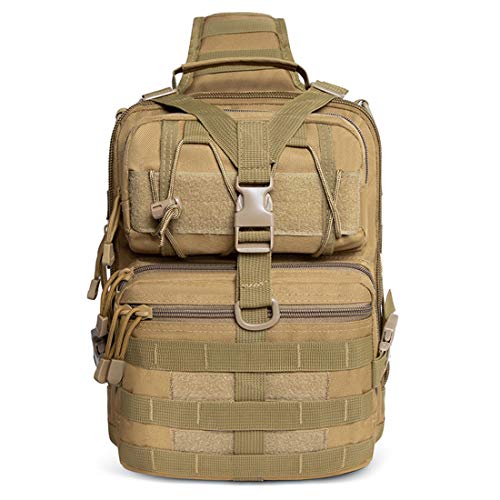 Tactical Sling Bag Pack Military Assault Rucksack Shoulder Bag Backpack Chest Pack Handbag Waterproof for Travel School Hiking Camping Trekking Exploring Fishing Hunting