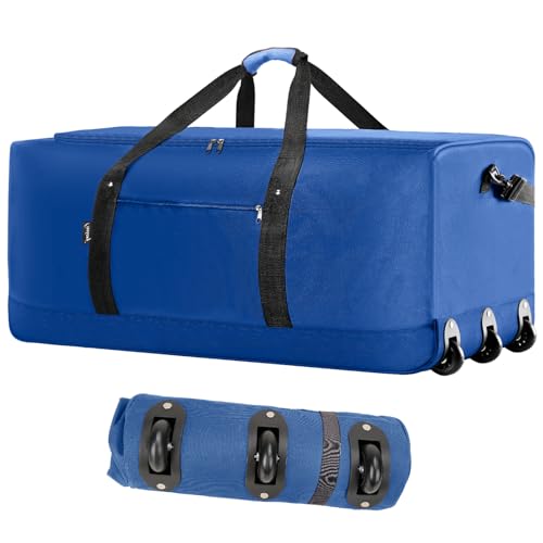 120L Foldable Rolling Duffel Bag with 3 Wheels