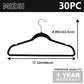 Black Velvet Hangers 30 Pack Non Slip Heavy Duty Black Hooks (30 Count)