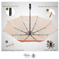 Folding Umbrella Real Wood Handle Herringbone Gold Flame