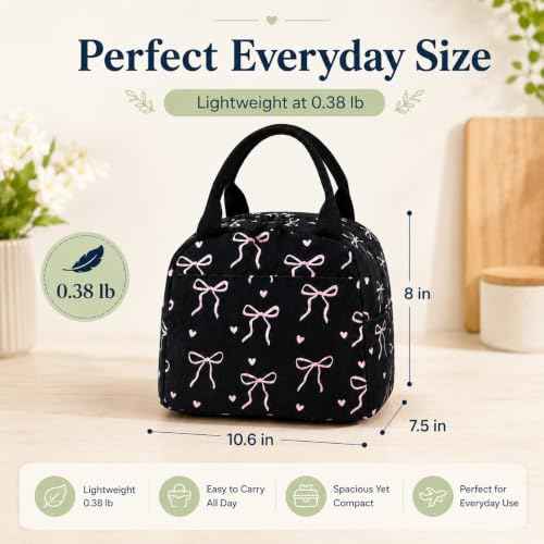 Lunch Bag for Women Cute Corduroy Lunch Tote Bags with Shoulder Strap Reusable Insulated Lunch Box Large Capacity Reusable Insulated Cooler for Work Picnic or Travel