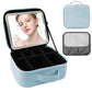 Travel Makeup Bag with LED Mirror and Light Travel Makeup Case Cosmetic Organizer Portable Cosmetic Brush Organizer Bag with Adjustable Dividers for Cosmetics Makeup Brushes Toiletry