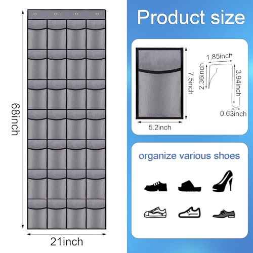 28 Mesh Pockets Hanging Over the Door Shoe Organizer