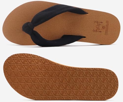 Flip Flops for Women Arch Support Summer Beach Sandals Black Size 12