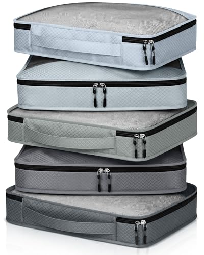 5 Pcs Packing Cubes for Suitcase Large Travel Cubes Carry on Luggage Organizer Bags for Clothes Accessories (5 Count)