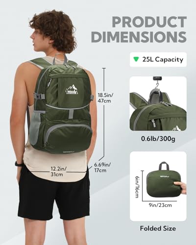 Small Lightweight Packable Hiking Backpack Foldable Travel Daypack