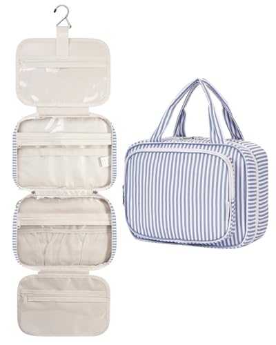 Striped Hanging Toiletry Bag for Women Travel Makeup Bag Organizer Toiletries Bag for Travel Size Essentials Accessories Cosmetics