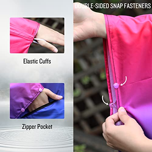 Adult Rain Poncho Waterproof Hooded Zipper Raincoat with Pockets