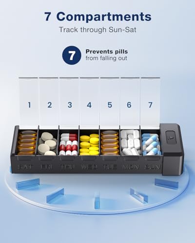 7 Days Pill Organizer with Aluminum Shell for One Week Capacity