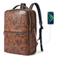 Vegan Leather Laptop Backpack for Women and Men Fits 16 Inch Laptop