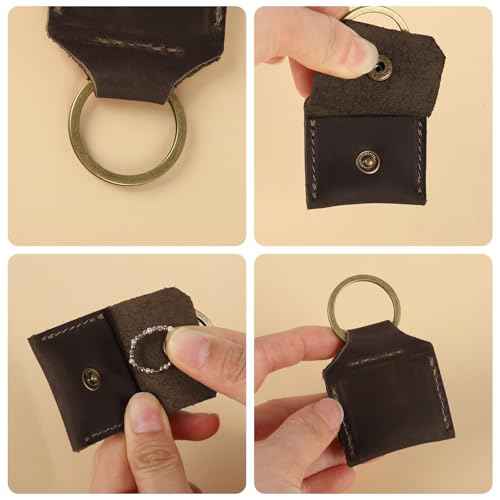 Genuine Leather SD Card Holder Keychain