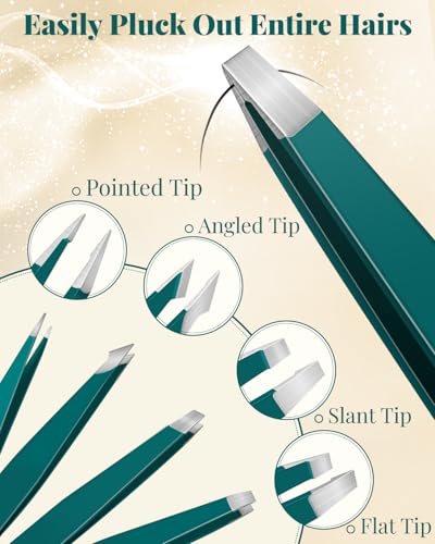 Tweezers Set 9 Pcs Nail Clipper Kit with Case for Eyebrows Grooming (9 Count)