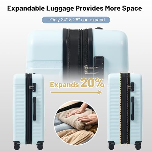 Luggage Sets Durable Hardshell 3 Piece Suitcase with Bags (5 Count)