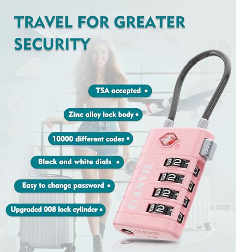 TSA Approved Luggage Locks with Search Alert Indicator (3 Count)
