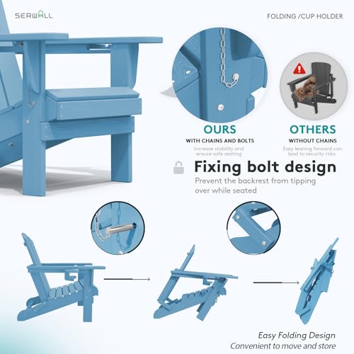 Outdoor Adirondack Chairs with 2 Cup Holders