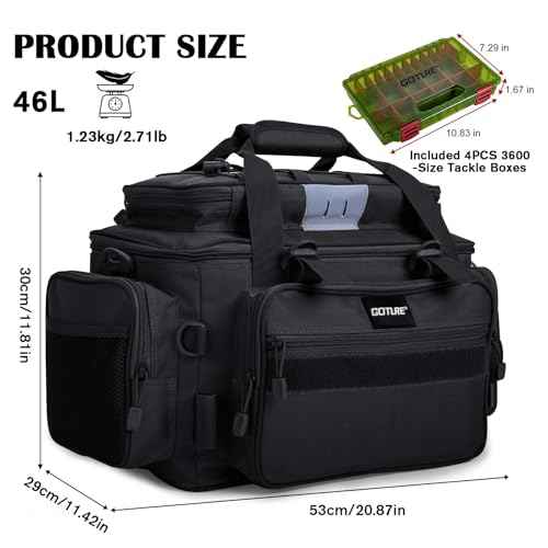Fishing Tackle Bag with 4PCS 3600 Tackle Boxes