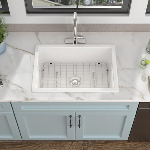 27"x19" White Undermount Kitchen Sink