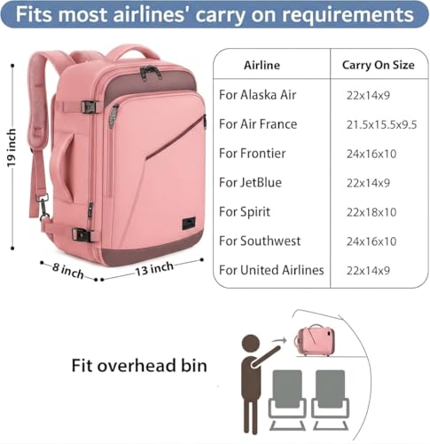 Pink Grey Travel Backpack for Women