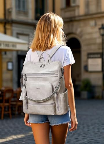 Vegan Leather Laptop Backpack for Women 15.6 inch Work Backpack Fashion Travel Backpack Purse for Business College