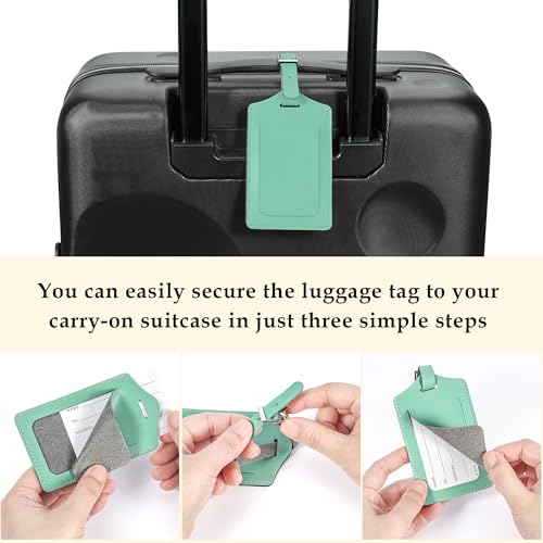 4 Pack Leather Luggage Tags for Suitcases Travel Labels (4 Count)