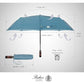 Folding Umbrella Real Wood Handle Kimono Navy Sea Blue