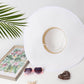 Women Wide Brim Bow Straw Hat Floppy Foldable Beach Sun Hat Roll up Cap UPF 50+