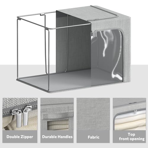 4 Pack Clothes Storage Bins with Metal Frame (4 Count)