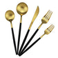 5-Piece 18/10 Stainless Steel Matte Gold Silverware Set, Kitchen Tableware Set, Dishwasher Safe