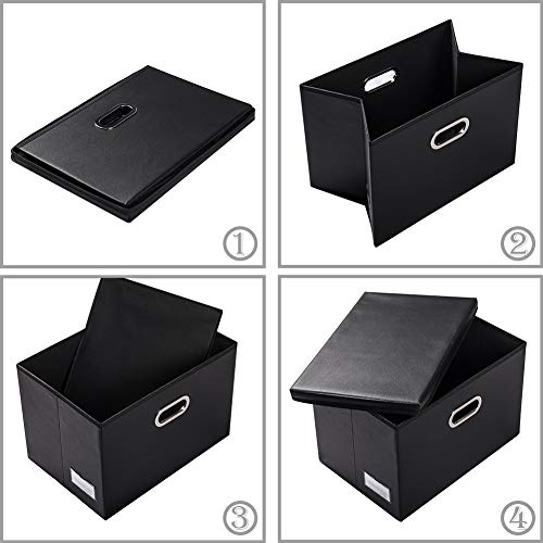 Large Foldable Storage Bins with Lids [3 (3 Count)