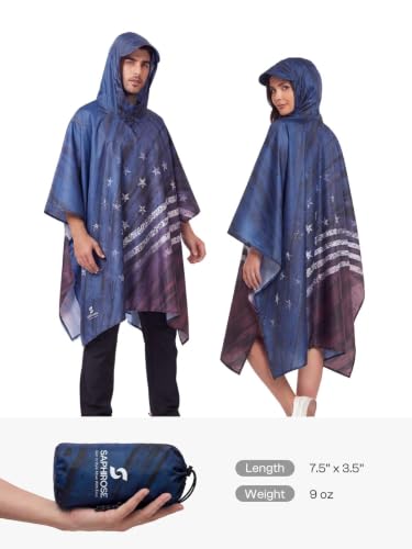Adult Rain Poncho Waterproof Hooded Raincoat Lightweight Packable